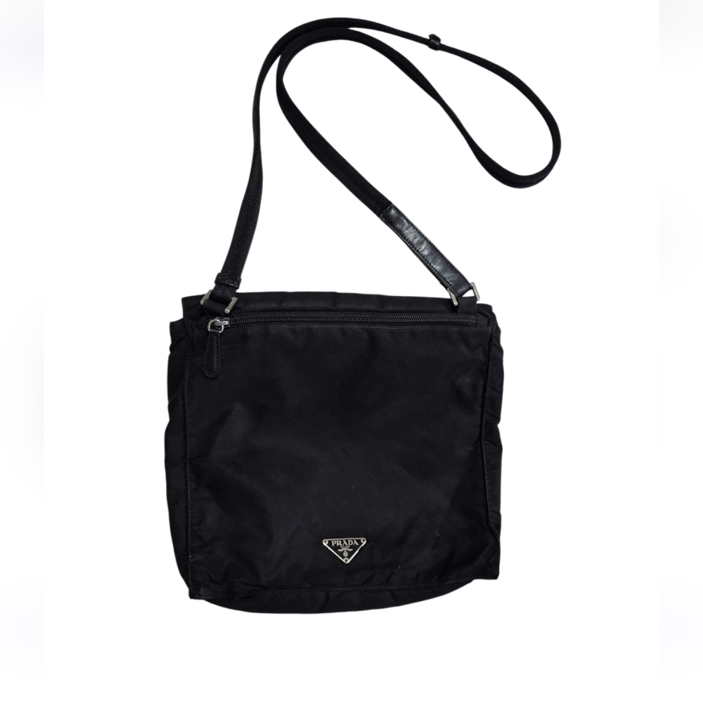 Prada Elegant Black Nylon Shoulder Bag authentic
